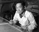 USA / Japan: Akio Matsumoto, commercial artist. Manzanar Japanese American Internment Camp, Ansel Adams, 1943